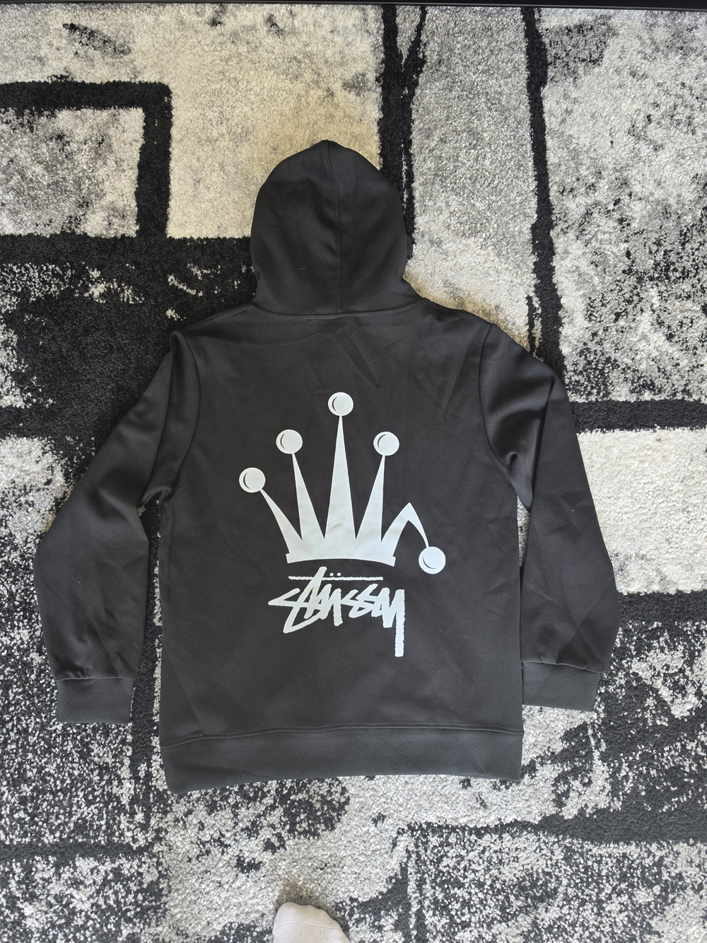 Stussy Black Hoodie with White Crown Logo - Picture 2 of 3